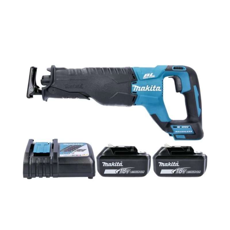 Makita Reciprocating Saw DJR187Z 18V LXT Cordless Brushless 2-Speed 32mm With 2 x 5.0Ah Batteries & DC18RC Charger