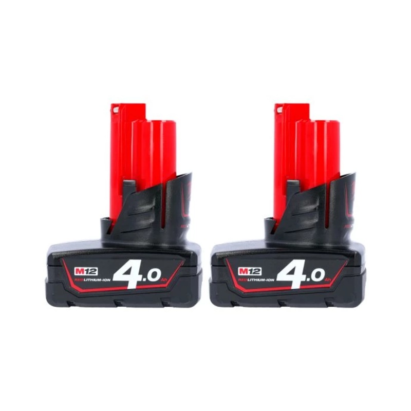 Milwaukee M12B4 12V 4Ah Red Lithium Ion Battery Twin Pack