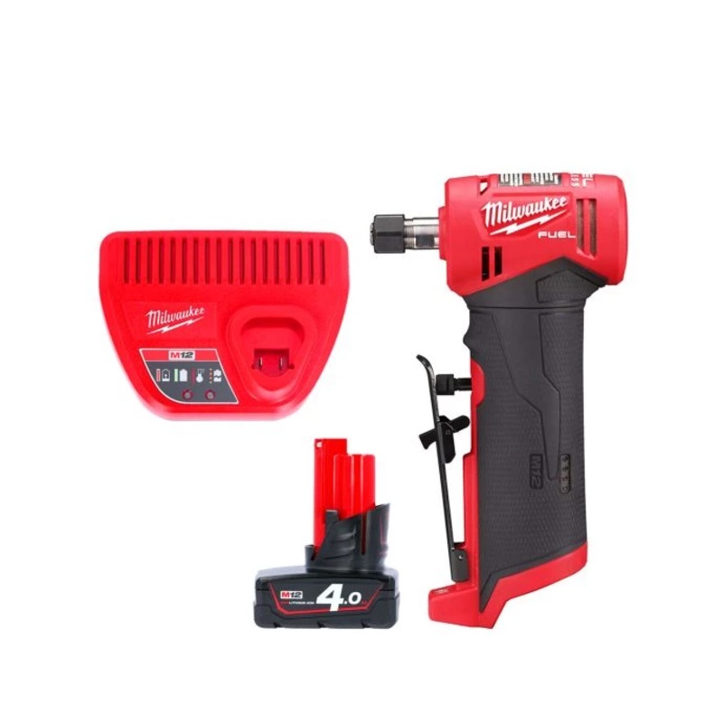 Milwaukee M12FDGA 12V Cordless Fuel Angled Die Grinder With 1 x 4.0Ah Battery & Charger
