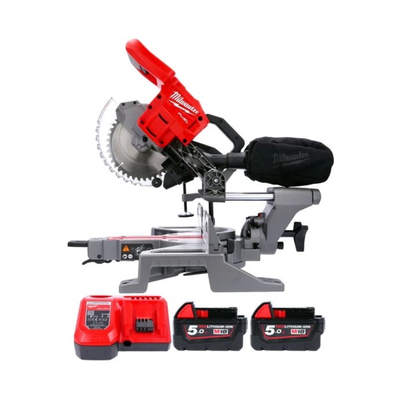 Milwaukee M18FMS190 18V Cordless FUEL 190mm Mitre Saw With 2 x 5.0Ah Batteries & Charger
