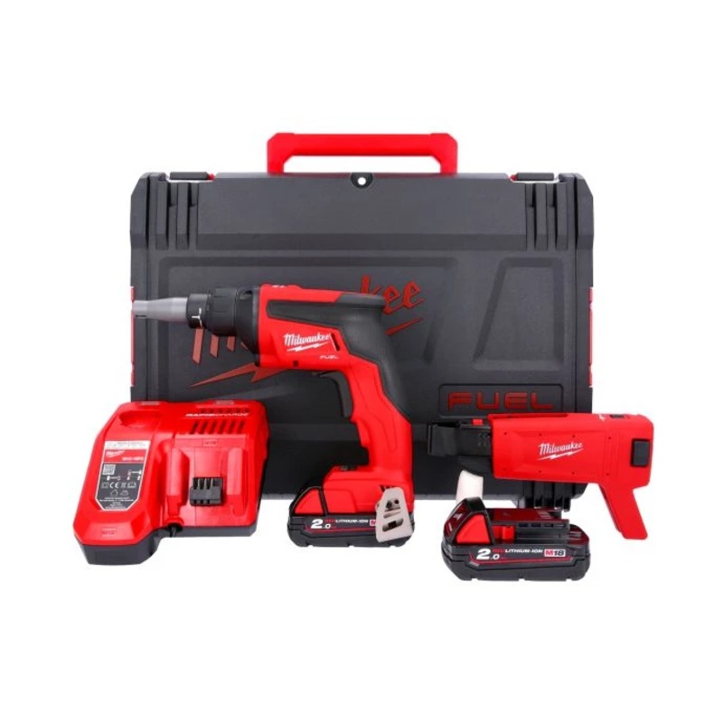 Milwaukee M18FSGC-202X 18V FUEL Drywall Screwgun With 2 x 2.0Ah Batteries, Charger & Carry Case