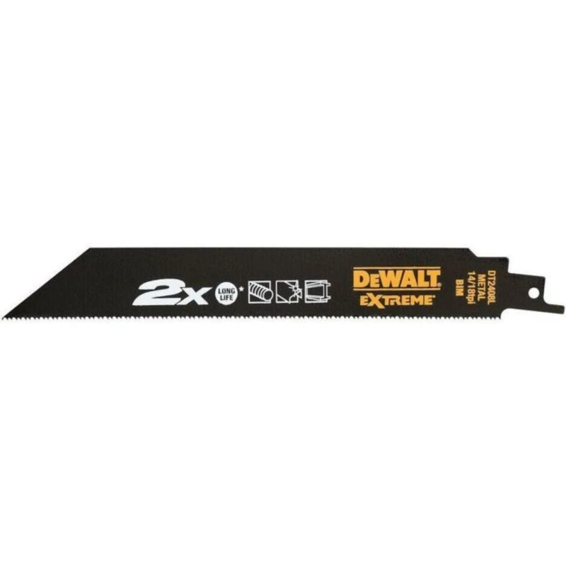 DeWalt 203mm 2X Life Reciprocating saw Blade 14/18 TPI Metal Pack of 5