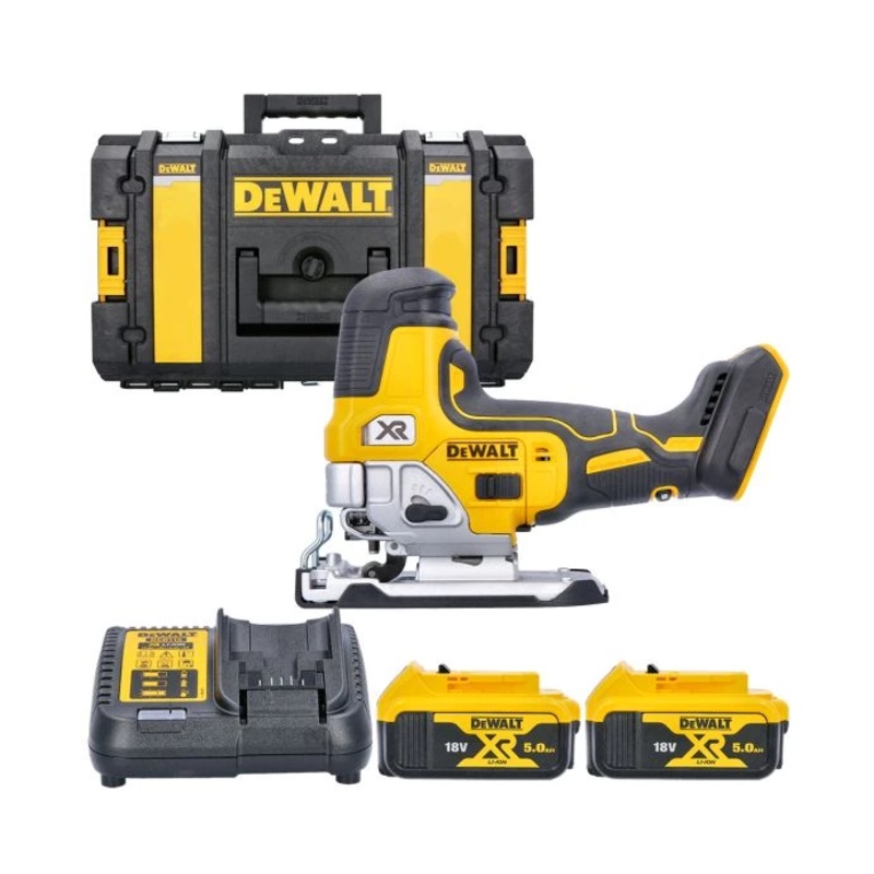 DeWalt DCS335 18V XR Cordless Brushless Body Grip Jigsaw With 2 x 5.0Ah Batteries, Charger & DS150 Case