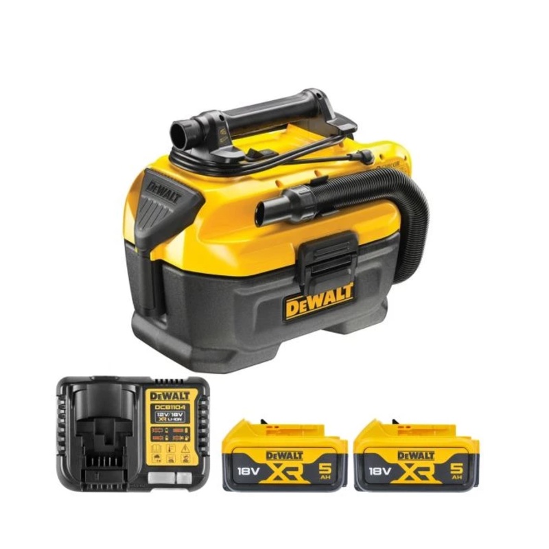 DeWalt DCV584 18V/54V XR 7 Litre L-Class Wet & Dry Vacuum Cleaner With 2 x 5.0Ah Batteries & Charger