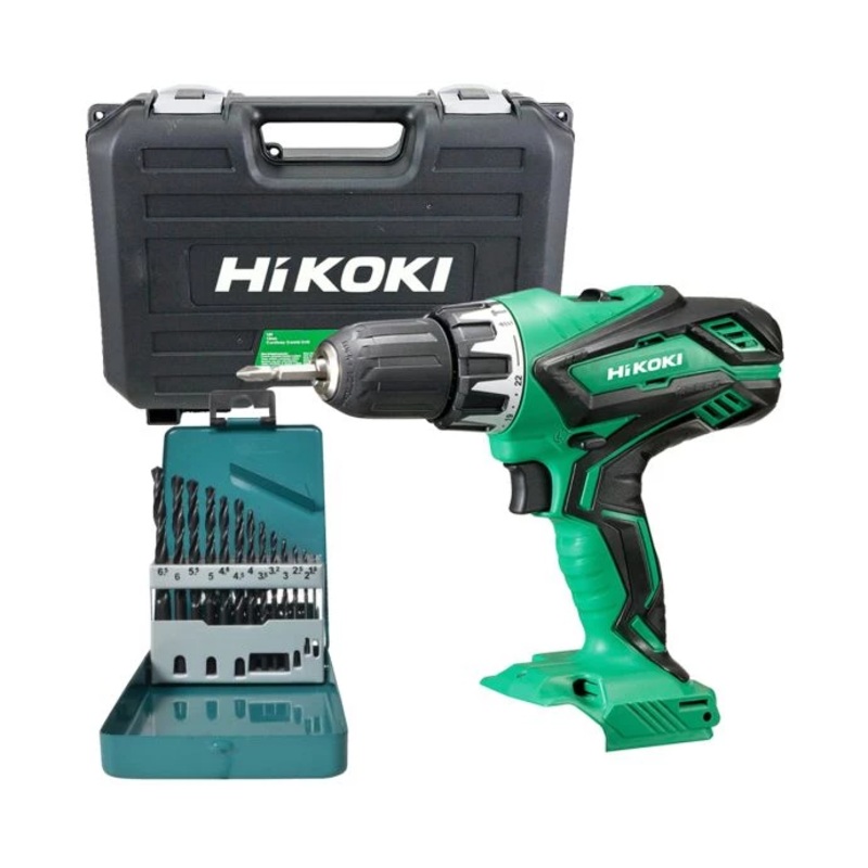 Hikoki DV18DGL 18V Cordless Combi Drill With D-54075 13 Piece Drill Bits & Case