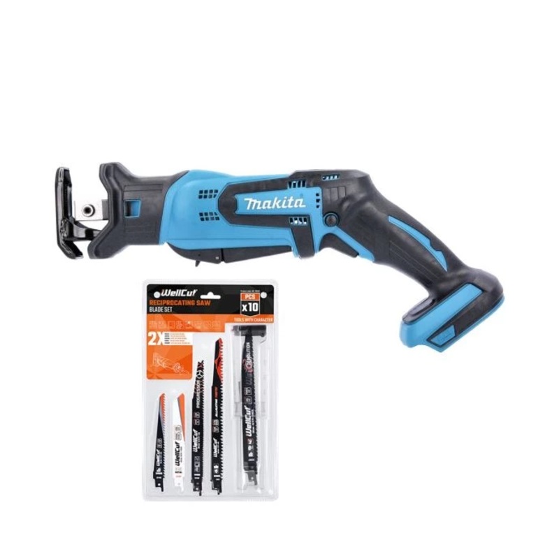 Makita DJR185Z 18V Li-ion Cordless Mini Reciprocating Saw With 10 Piece Saw Blades