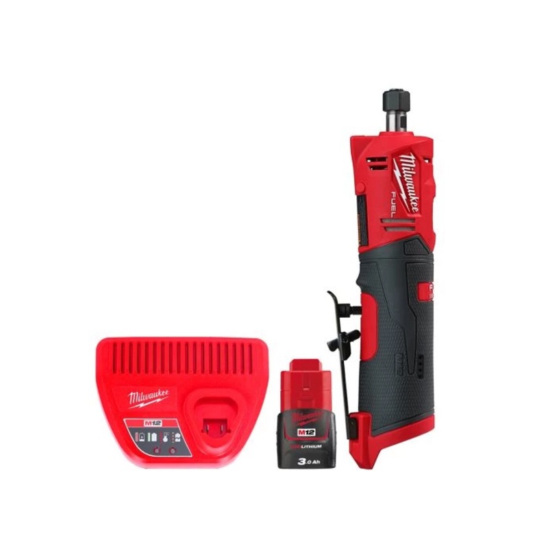 Milwaukee M12FDGS 12V Fuel Cordless Straight Die Grinder With 1 x 3.0Ah Battery & Charger