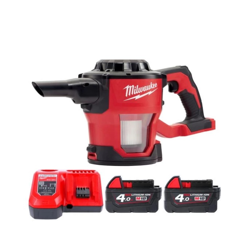 Milwaukee M18CV 18V M18 Cordless Compact Hand Vacuum With 2 x 4.0Ah Batteries & Charger