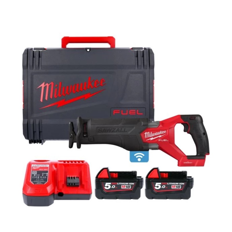 Milwaukee M18ONEFSZ 18V Fuel ONEKEY Sawzall with 2 x 5.0Ah Batteries, Charger & Case