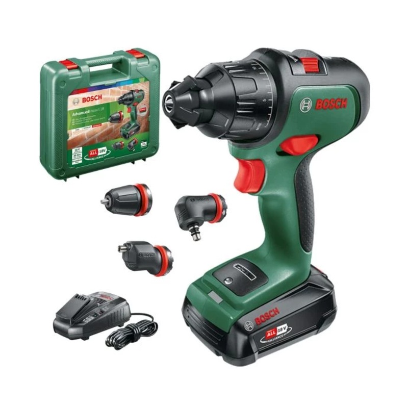 Bosch 06039B5176 AdvancedImpact 18V Cordless Brushless Combi Drill With 1 x 2.5Ah Battery, Charger, 3 Attachment Set & Case