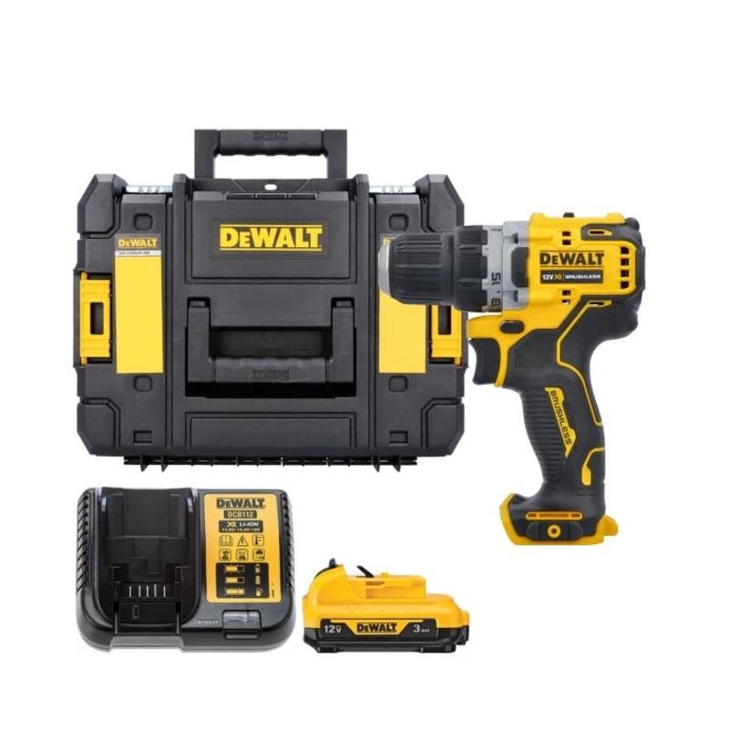 DeWalt DCD701 10.8V / 12V XR Cordless Brushless Sub-Compact Drill Driver With 1 x 3.0Ah Battery, Charger & TSTAK II Case
