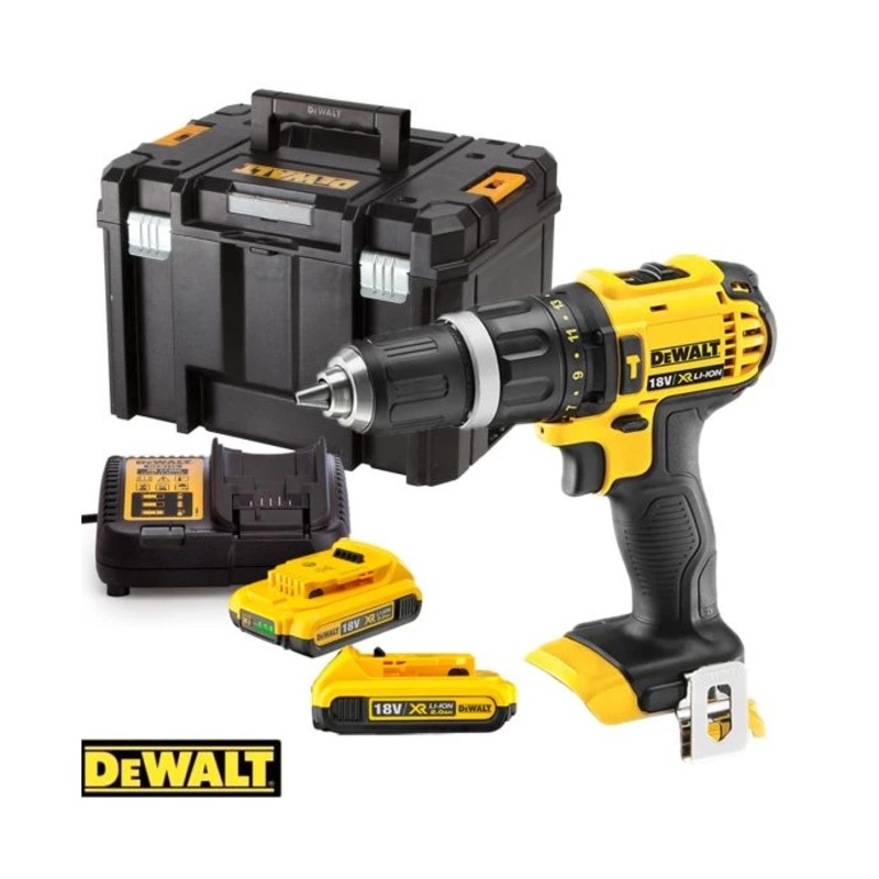 Dewalt DCD785N 18V XR Combi Drill With 2 x 2Ah Batteries, Charger & T-Stack Case