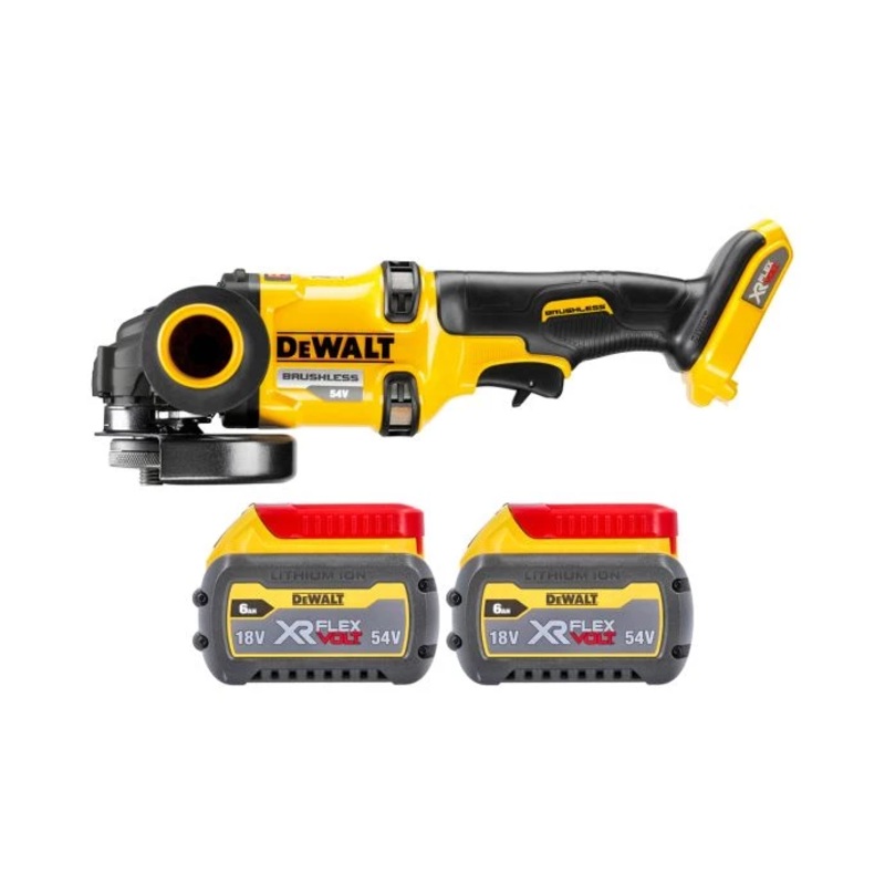DeWalt DCG418 54V XR Cordless Brushless FlexVolt 125mm Angle Grinder With 2 x 6.0Ah Batteries