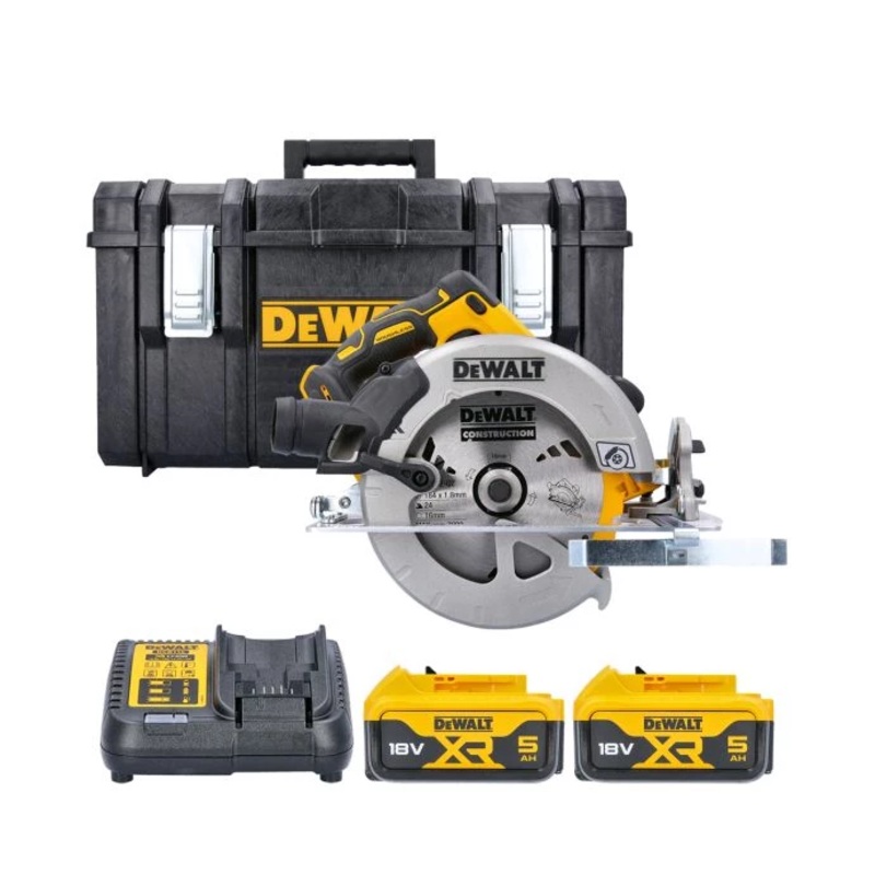 DeWalt DCS570N 18V XR Cordless Brushless 184mm Circular Saw With 2 x 5.0Ah Batteries, Charger & Case