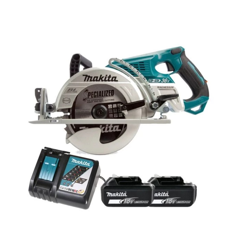 Makita Circular Saw DRS780Z 18V/36V LXT 185mm Cordless Brushless Robust Wood Cutting Saw With 2 x 3.0Ah Batteries & Charger