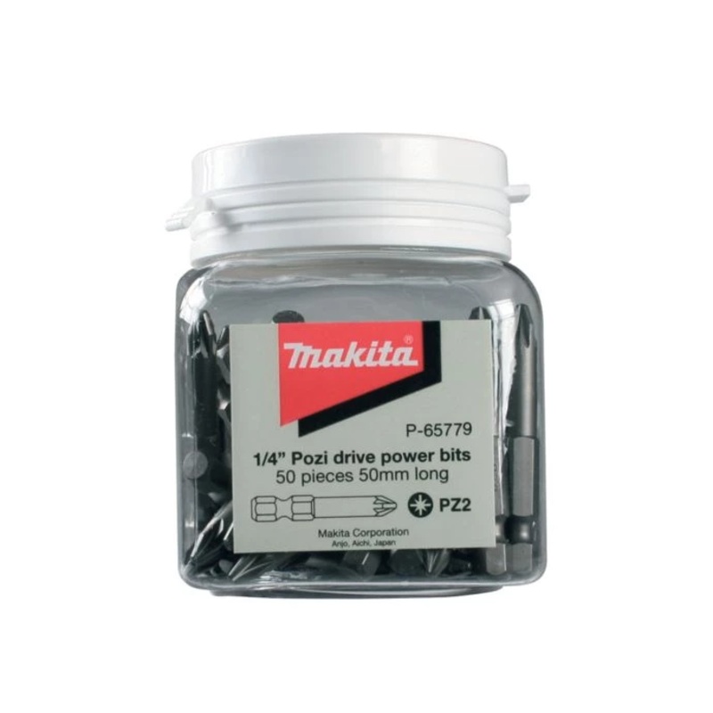Makita P-65779 PZ2 50 Piece Power Screwdriver Bits 50mm in Tub