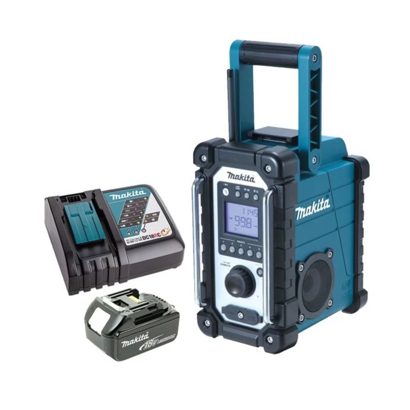 Makita Radio DMR107 14.4V/18V CXT/LXT Cordless/AC FM/AM Jobsite With AUX With 1 x 6.0Ah Battery & Charger