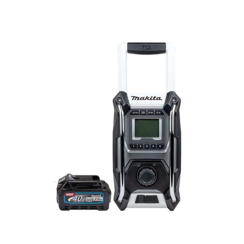 Makita Radio MR001GZ01 12V Max/18V/40V Max CXT/LXT/XGT Cordless/AC AM/FM Jobsite White With 1 x 2.0Ah Battery
