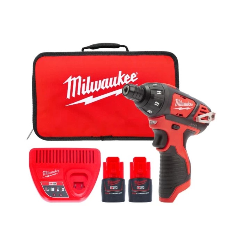 Milwaukee M12SET1D-152B 12V Li-ion Sub Compact Screwdriver With 2 x 1.5Ah Batteries, Charger & Bag