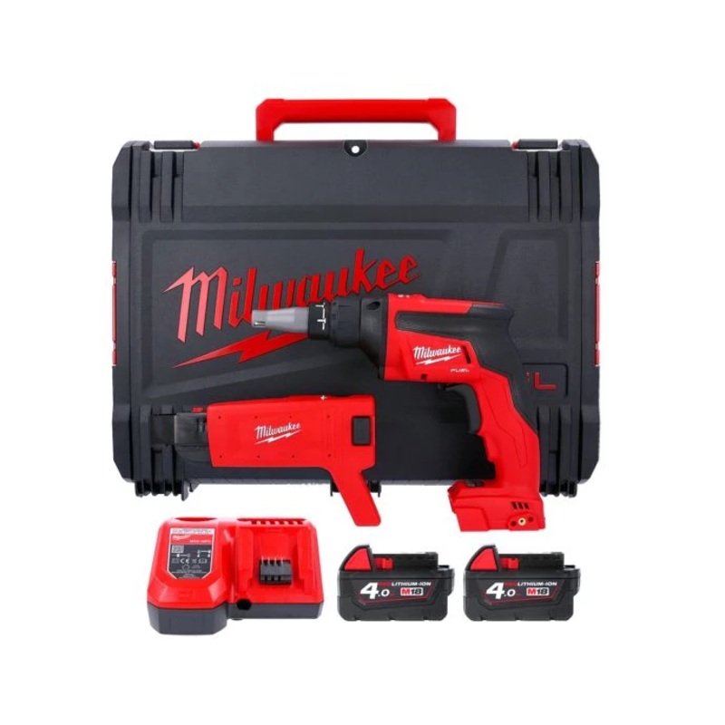 Milwaukee M18FSGC 18V Fuel Drywall Screwgun With 2 x 4Ah Batteries, Charger & Case