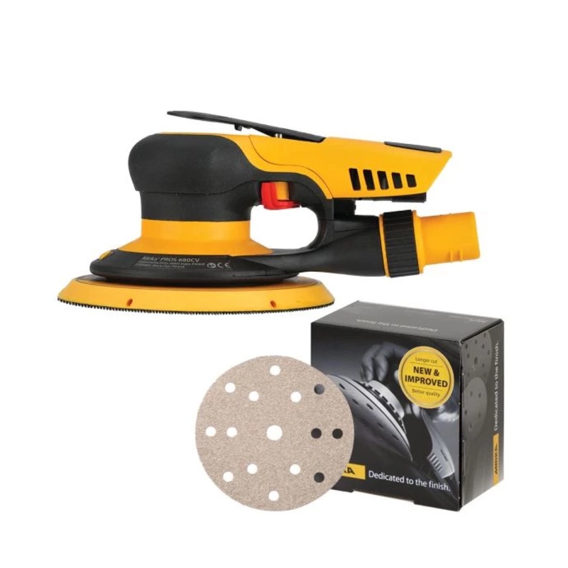 Mirka PROS 680CV 150mm Random Orbital Sander 8.0mm With P240 Grit Sanding Discs Pack of 100