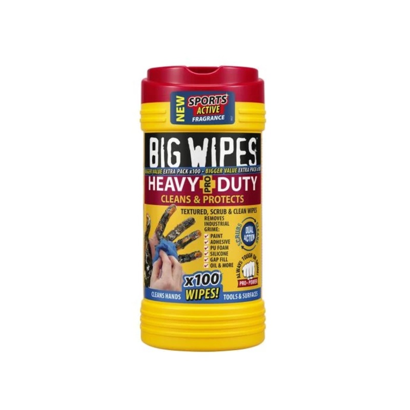 Big Wipes BGW2420 Heavy-Duty PRO+ 4 x 4 Cleaning Wipes (Tub of 100)