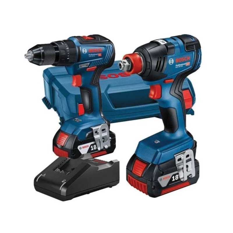 Bosch 06019J2271 18V Combi Drill & Impact Driver/Wrench Twin Pack With 2 x 4.0Ah Batteries, Charger & Carry Case