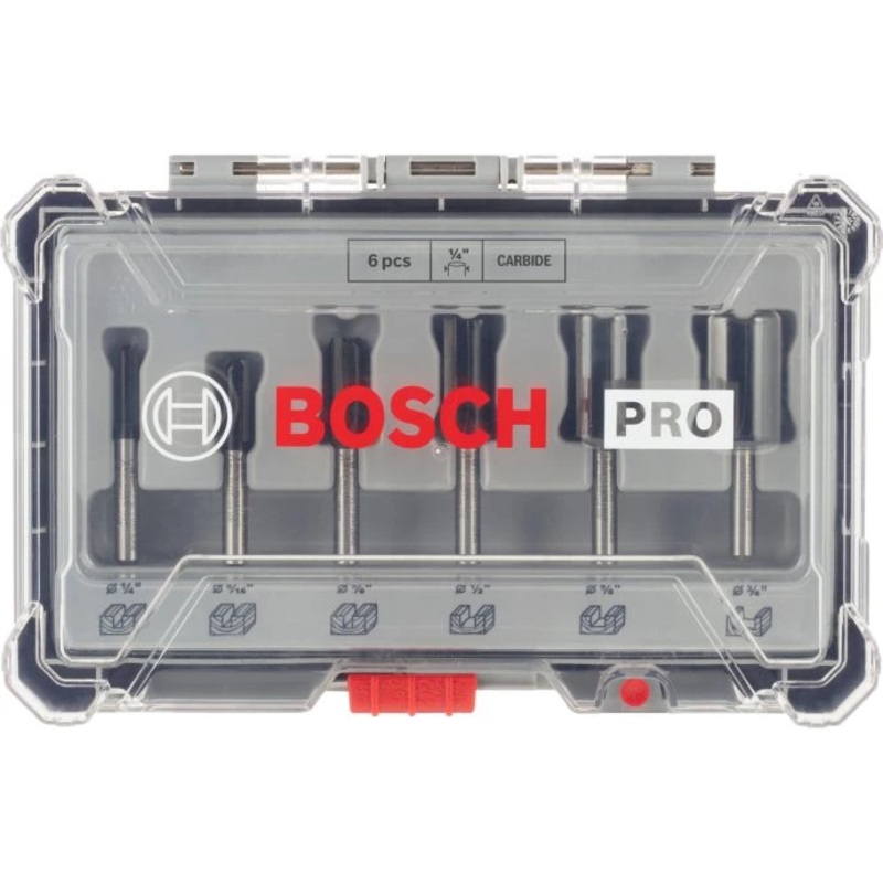 Bosch 2607017467 6 Piece Straight 1/4″ Shank Router Bit Set
