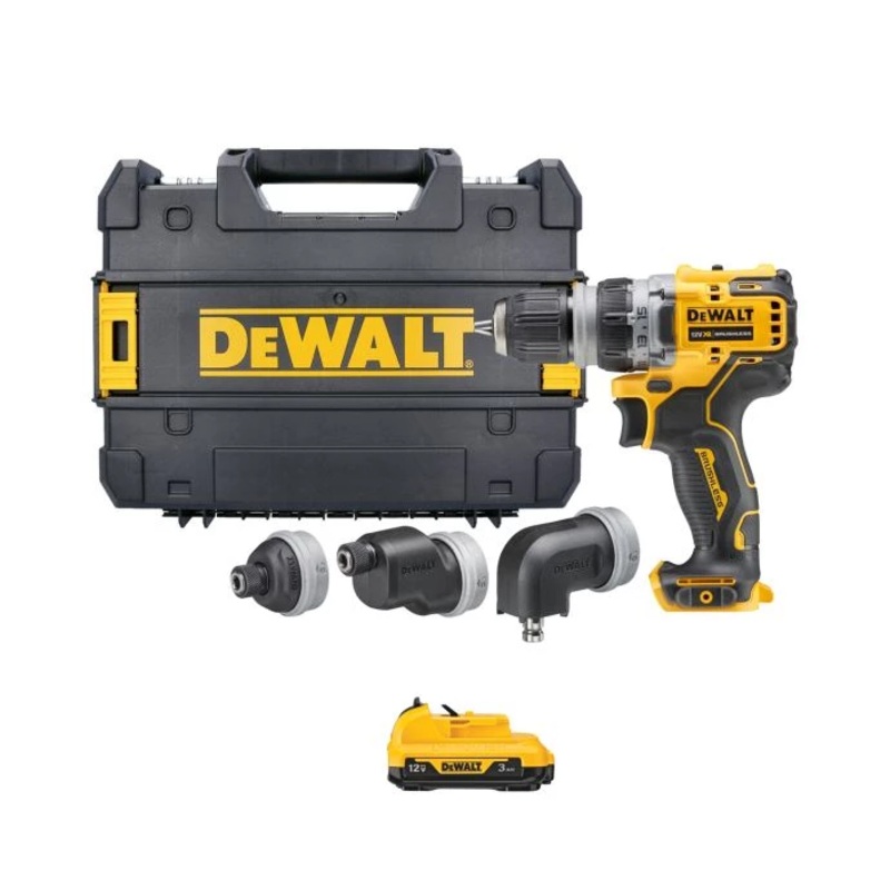 Dewalt DCD703NT 12V XR Brushless Multi-Head Drill Driver With 1 x 3.0Ah Battery & Case