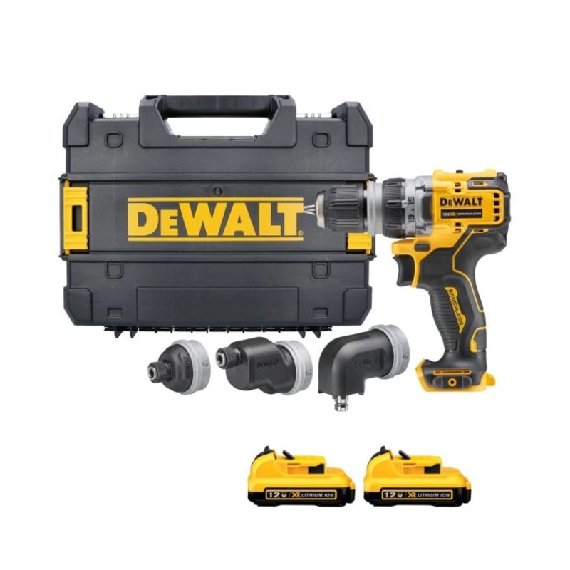 Dewalt DCD703NT 12V XR Brushless Multi-Head Drill Driver With 2 x 2.0Ah Batteries & Case