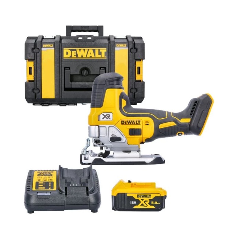 DeWalt DCS335 18V XR Cordless Brushless Body Grip Jigsaw With 1 x 5.0Ah Battery, Charger & DS150 Case