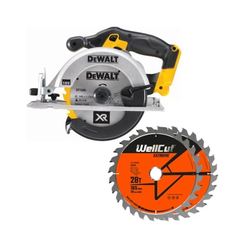DeWalt DCS391 18V XR li-ion 165mm Circular Saw With 2 Extra 28 Teeth Wood Blade