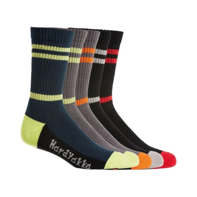 Hard Yakka Crew Five Pack Worksock Colour: Multi
