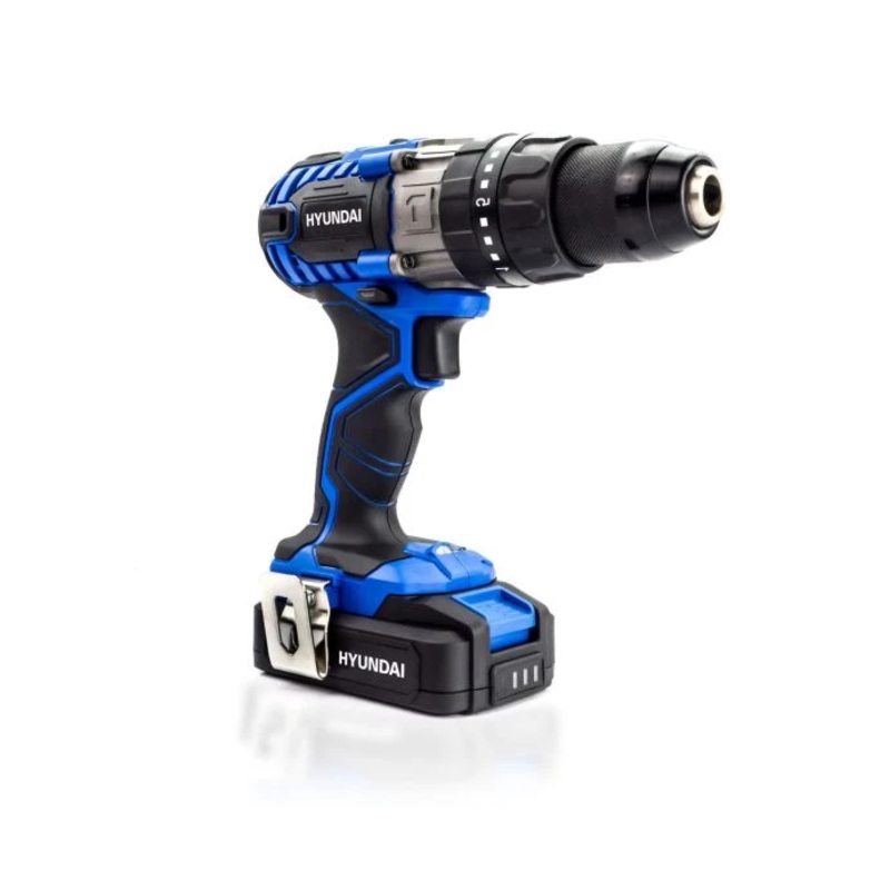 Hyundai 20V MAX Cordless Drill Driver with 13-Piece Drill Accessory Kit, 2Ah Li-Ion Battery