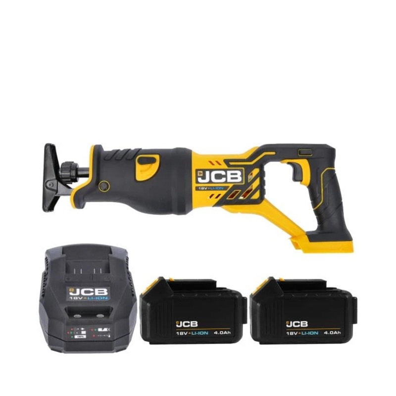 JCB 21-18RS-B 18V Cordless Reciprocating Saw With 2 x 4.0Ah Batteries & Charger
