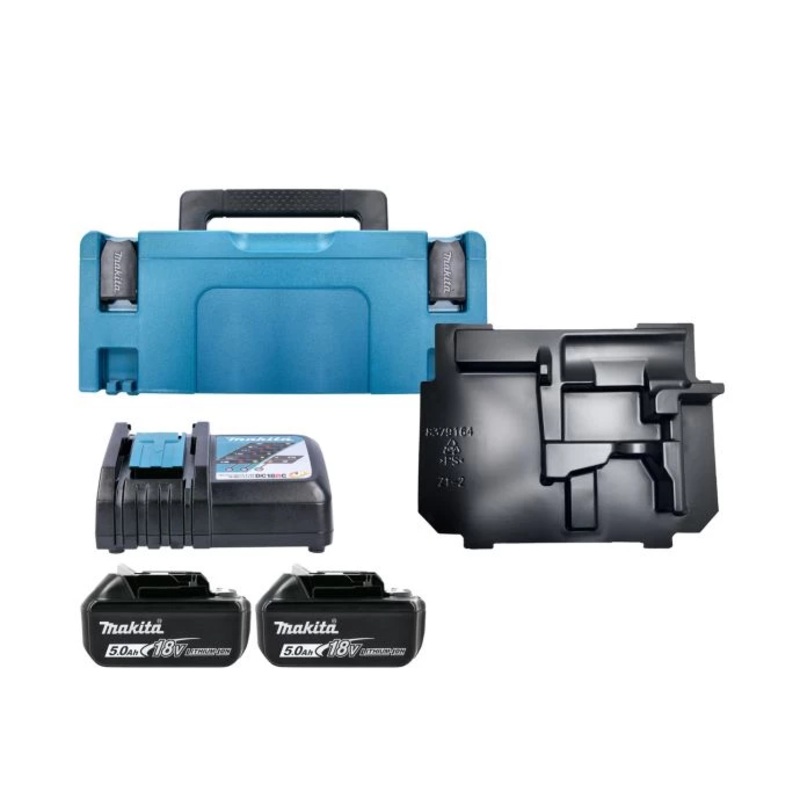 Makita BL1850 18V Li-Ion LXT 5Ah Battery Twin Pack With Charger, Type 2 Case & Inlay