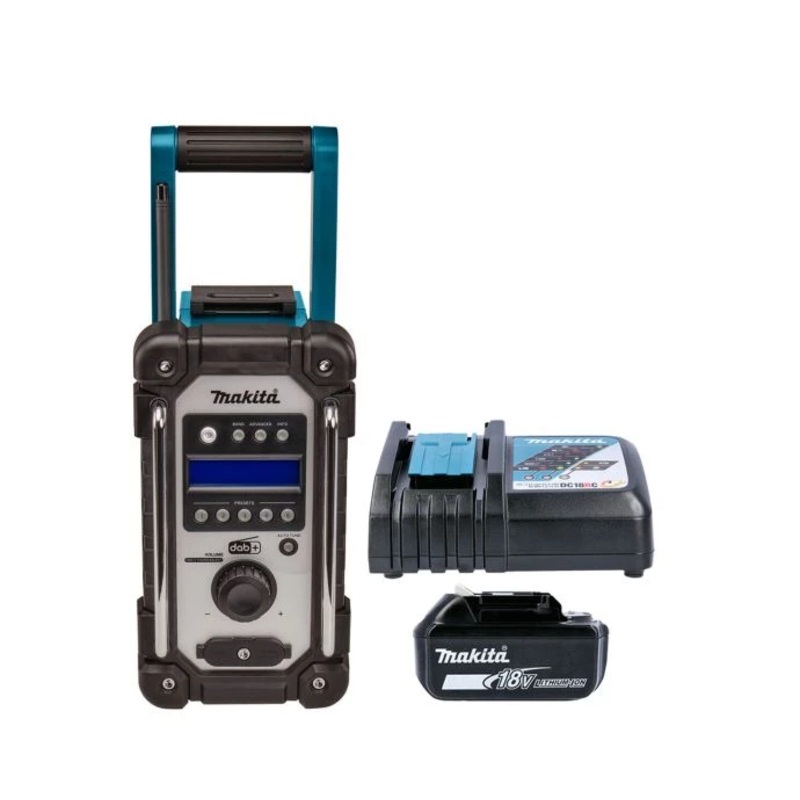Makita Radio DMR110N 10.8V/18V CXT/LXT Cordless/AC FM/DAB/DAB+ Jobsite With AUX & USB With 1 x 6.0Ah Battery & Charger