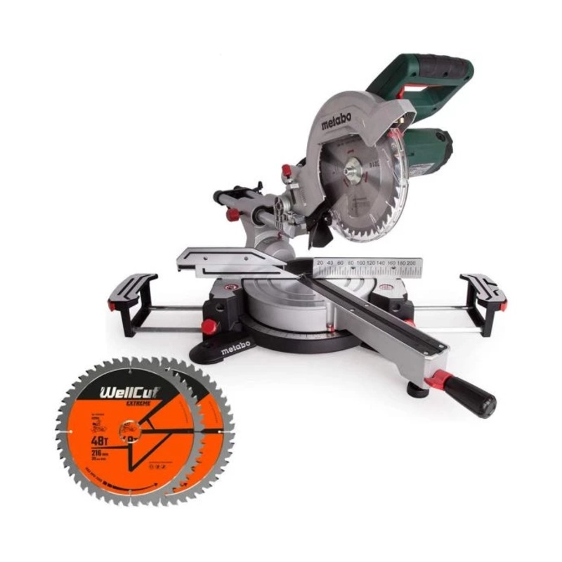 Metabo KGS216M Mitre Saw 110V + 2 x Extra 48T Saw Blades