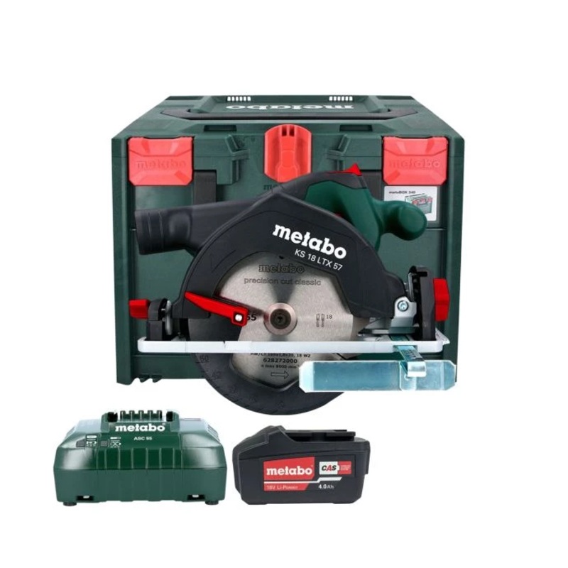 Metabo KS 18 LTX57 18V Cordless 165mm Circular Saw With 1 x 4.0Ah Battery, Charger & Meta Box