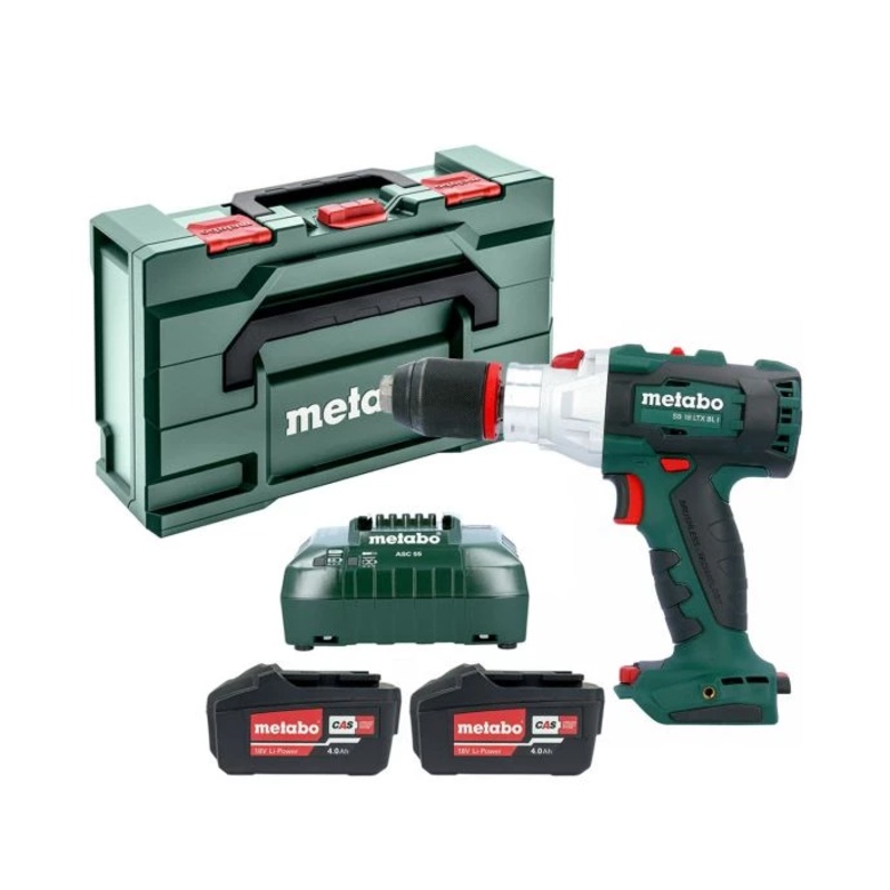 Metabo SB18 LTX 18V Brushless Impulse Cordless Combi Hammer Drill With 2 x 4.0Ah Batteries, Charger & Case
