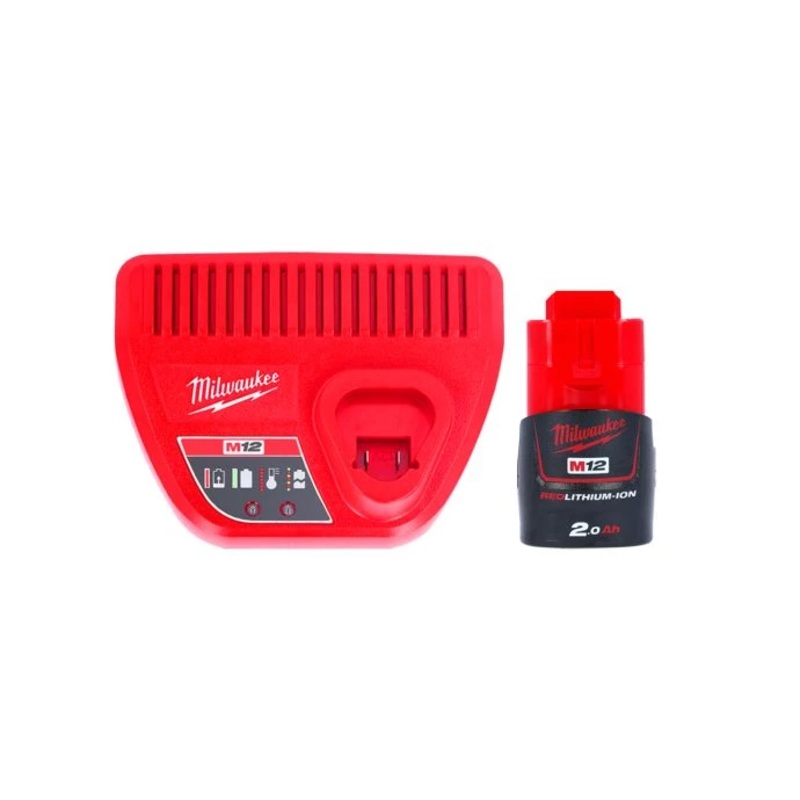 Milwaukee M12B2 12v 2.0Ah Li-Ion Battery With C12C Charger Set
