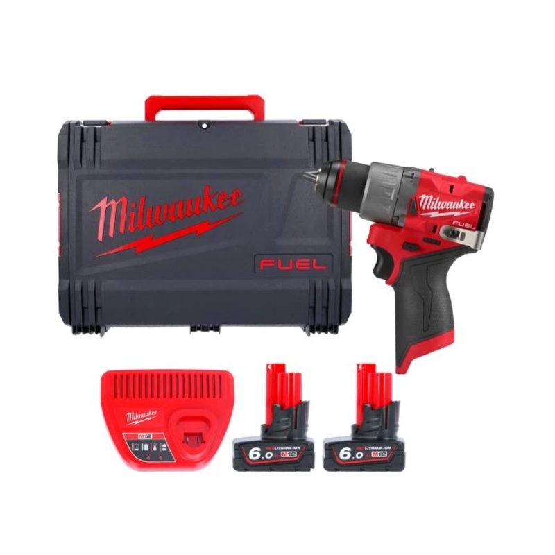 Milwaukee M12FDD2-602X 12V M12 Fuel Cordless Brushless Sub Compact Drill Driver With 2 x 6.0Ah Batteries, Charger & Case