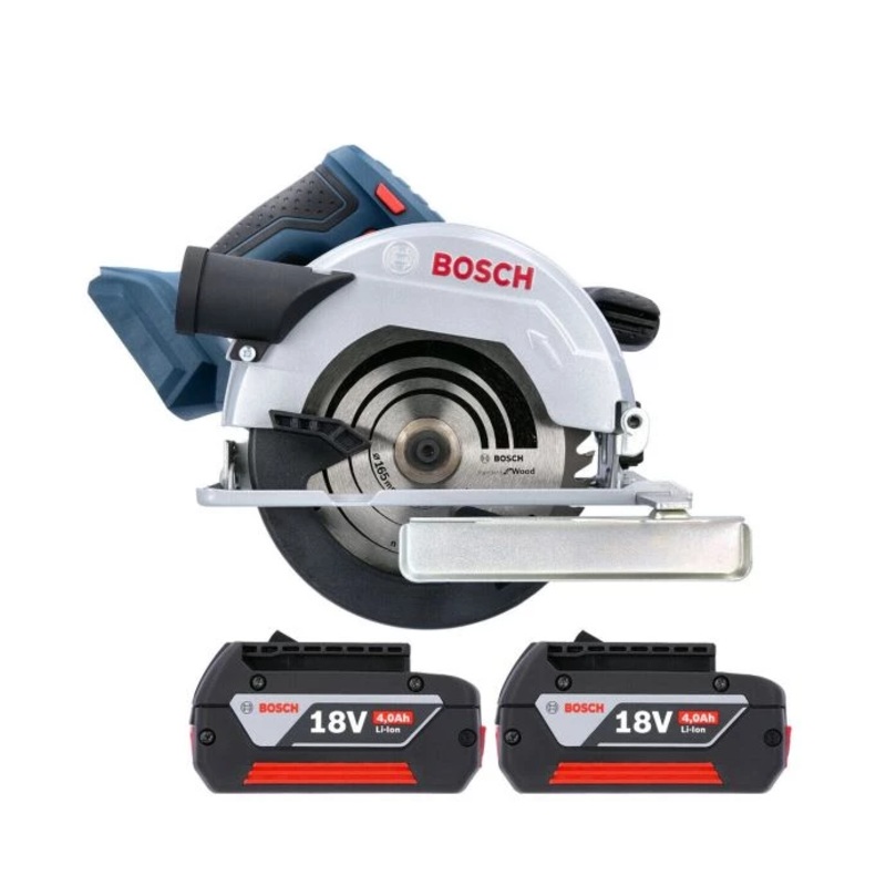 Bosch GKS 18 V-57 Cordless 165mm Circular Saw With 2 x 4.0Ah Batteries