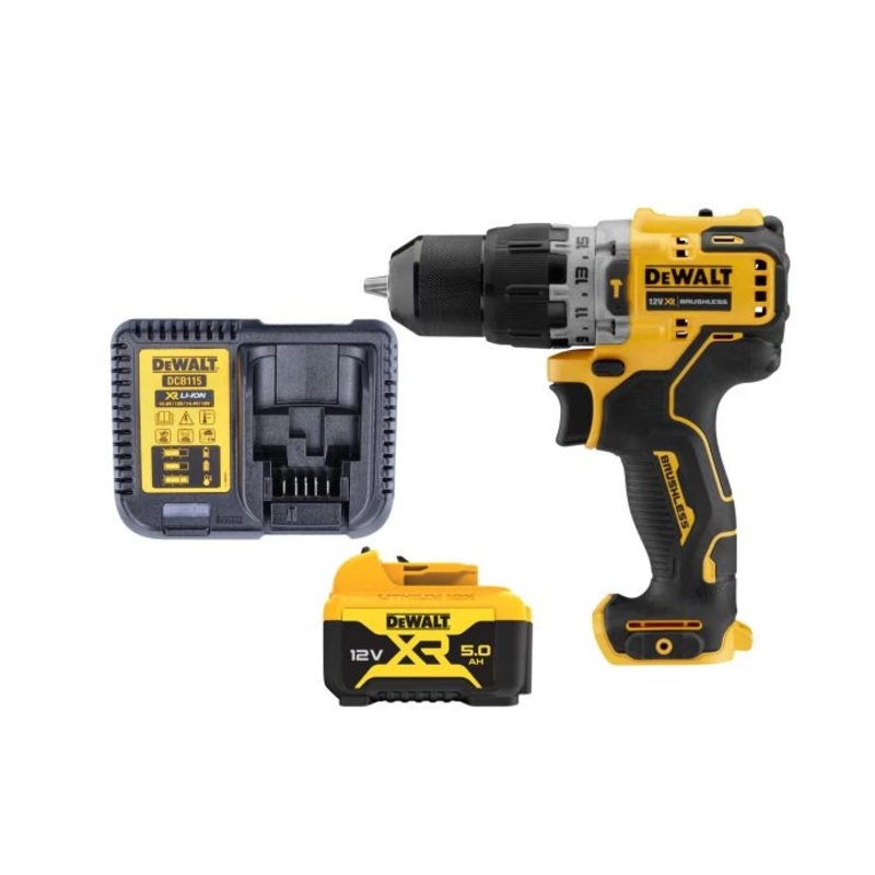 Dewalt DCD706 12V XR Cordless Brushless Sub Compact Combi Drill With 1 x 5.0Ah Battery & Charger