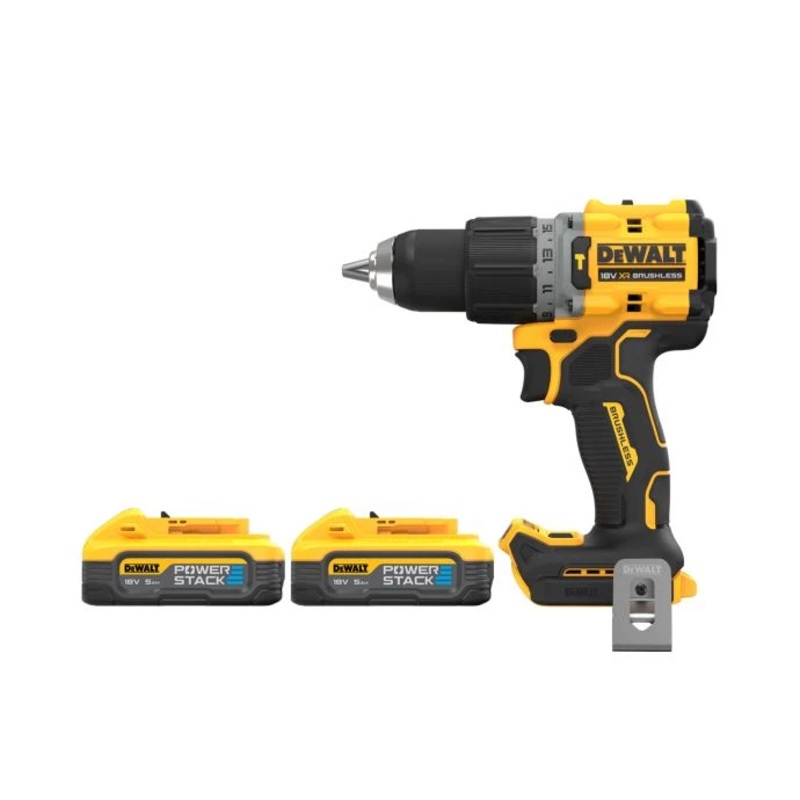 DeWalt DCD805 18V Cordless Brushless Combi Drill With 2 x 5.0Ah Powerstack Batteries