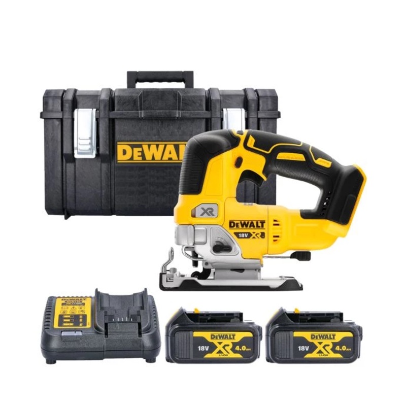 DeWalt DCS334N 18V XR Cordless Brushless Top Handle Jigsaw With 2 x 4.0Ah Batteries, Charger & TSTAK Case