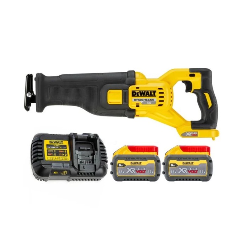 DeWalt DCS388 54V Flexvolt Brushless Reciprocating Saw With 2 x 9.0Ah Batteries & Charger