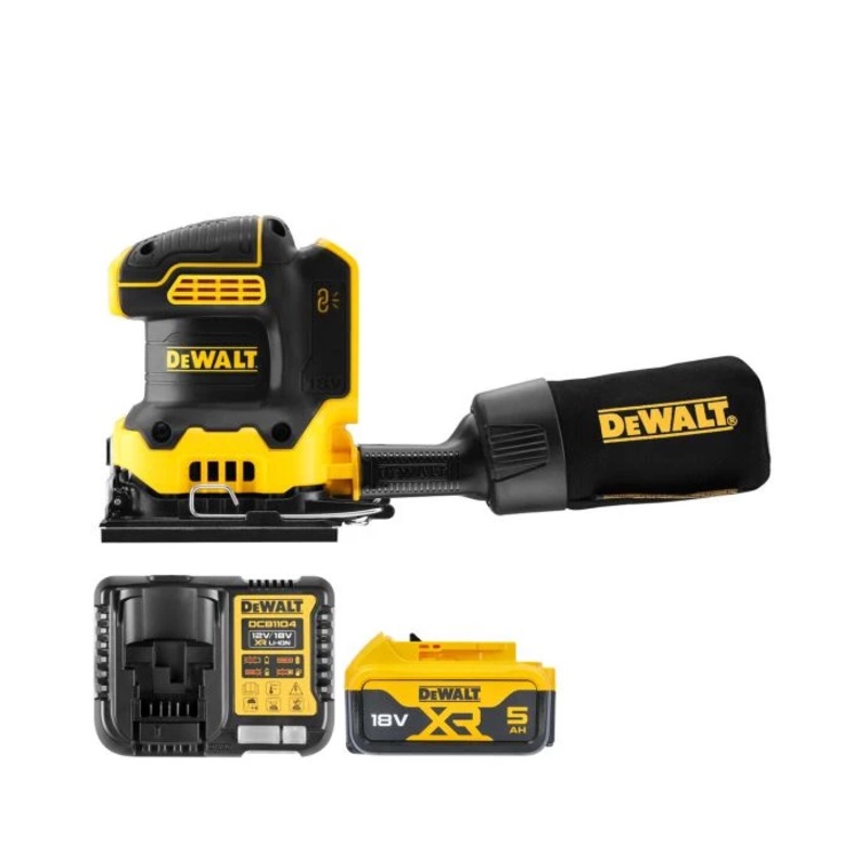 DeWalt DCW200 18V XR Brushless 1/4″ Sheet Palm Sander With 1 x 5.0Ah Battery & Charger