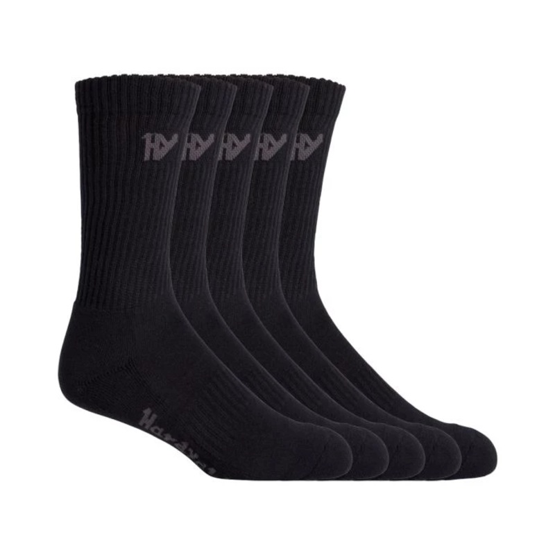 Hard Yakka Crew Five Pack Worksock Colour: Black