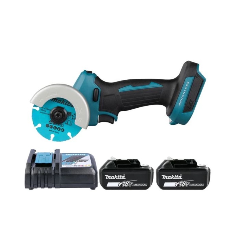 Makita Cut-Off Saw DMC300Z 18V LXT Cordless Brushless 76mm With 2 x 6.0Ah Batteries & DC18RC Charger